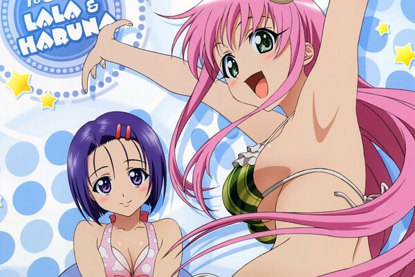 Due ragazze animesche in costume da bagno