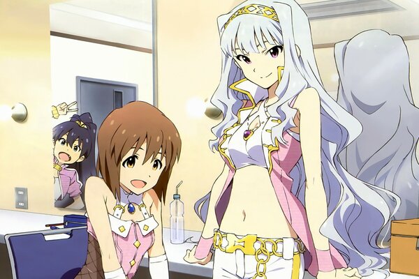 Ganaha Hibiki con shijou takane y Hagiwara yukiho