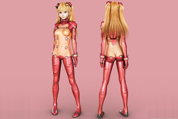 Anime ragazza in costume rosso