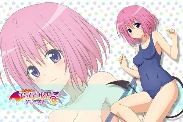 Anime girl avec des cheveux roses en maillot de bain