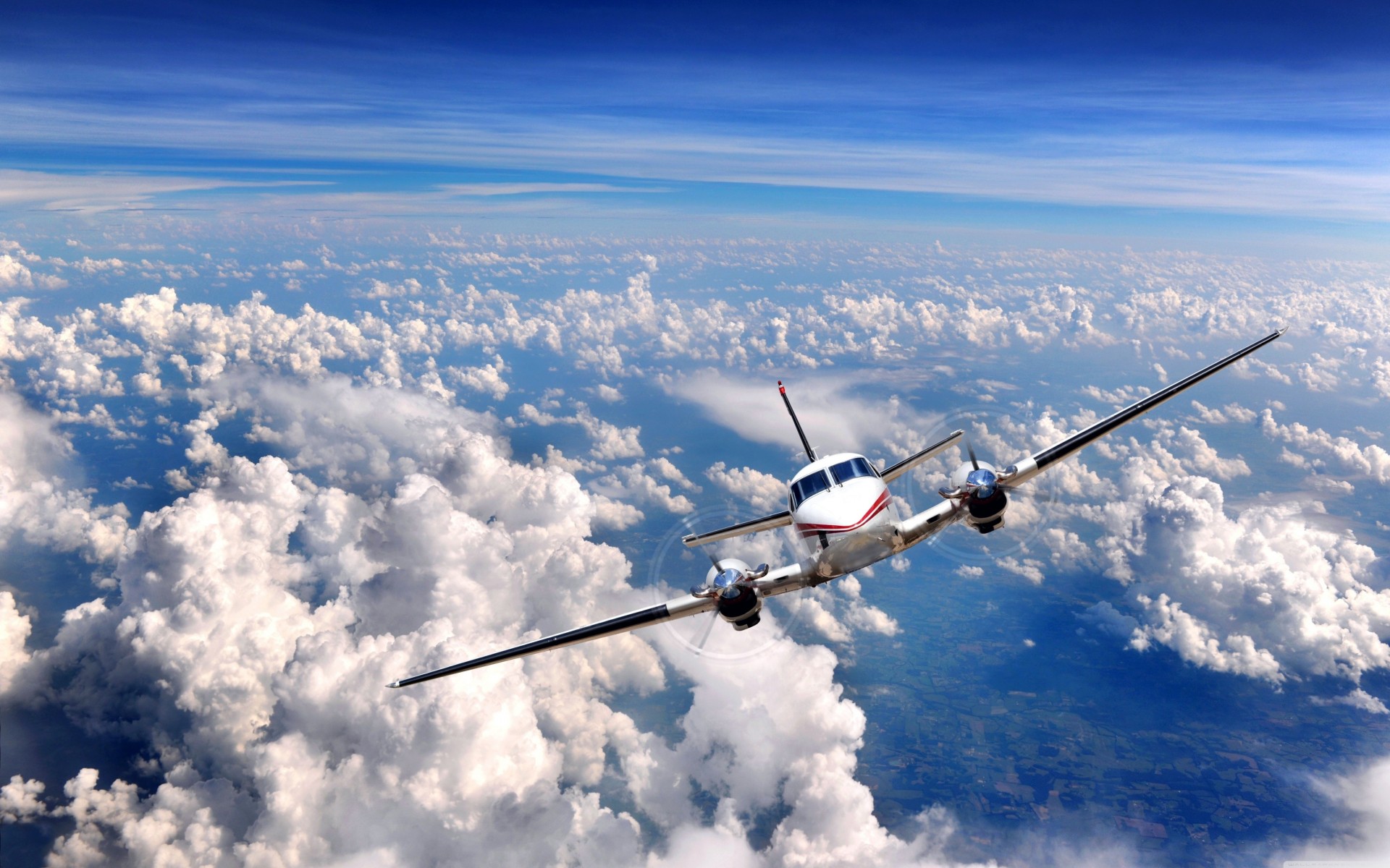 airplane clouds plane fly