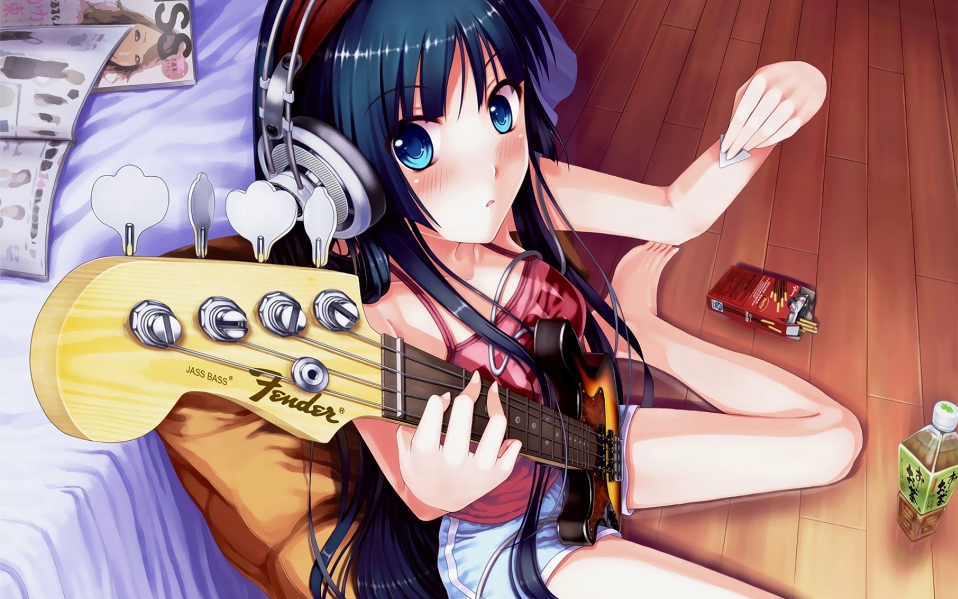 ragazza musica chitarra cuffie occhi disegni ragazze-a faccia-a occhi-a musica-a