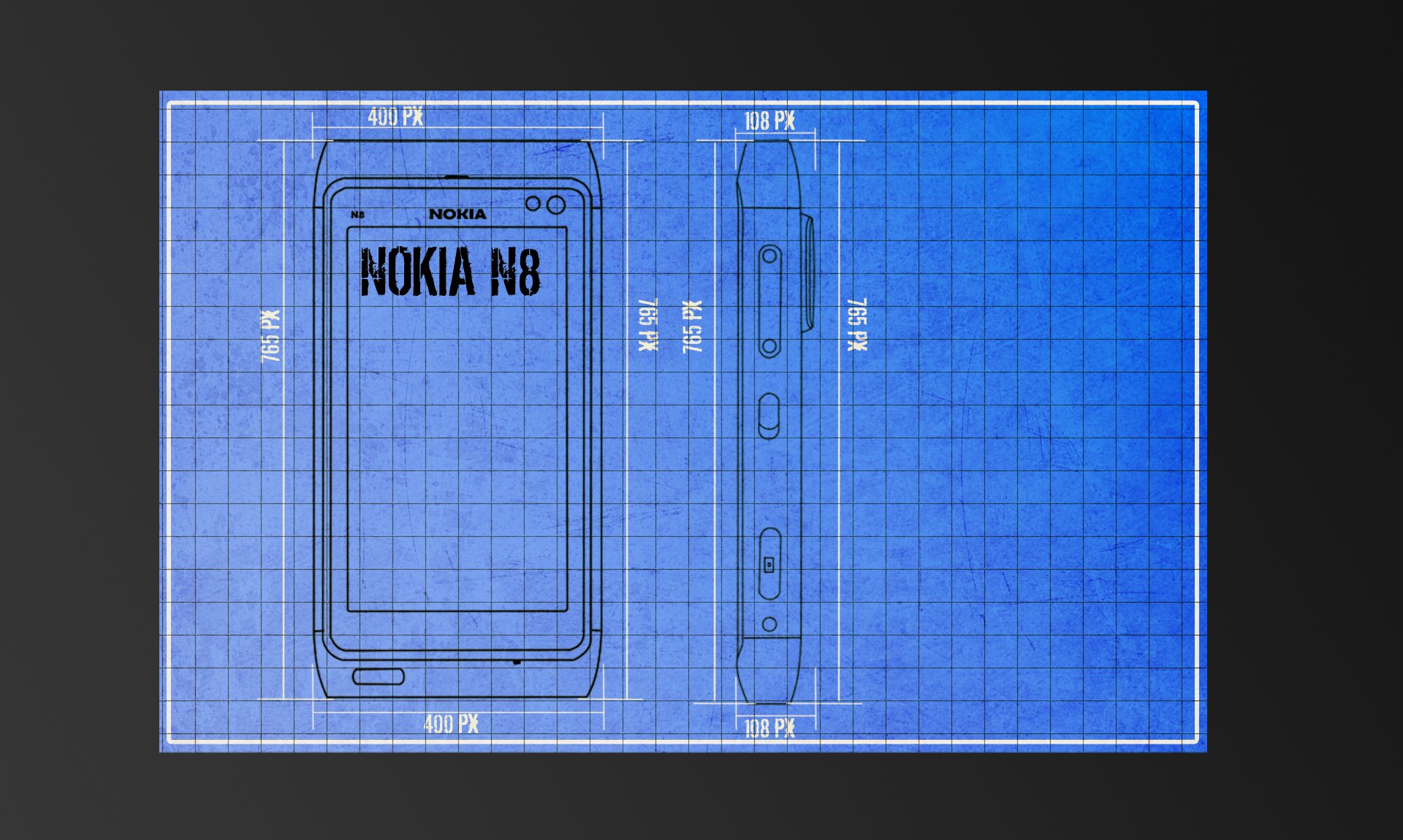 nokia n8 disegno sfondo grigio lettering