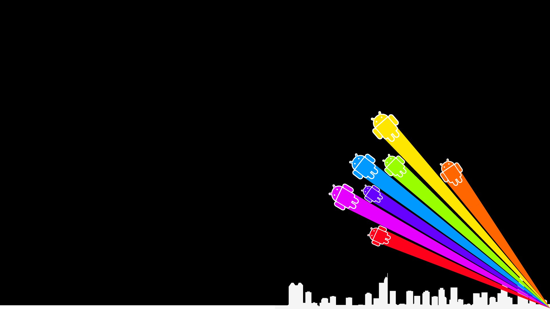 android os robots multicolores ville