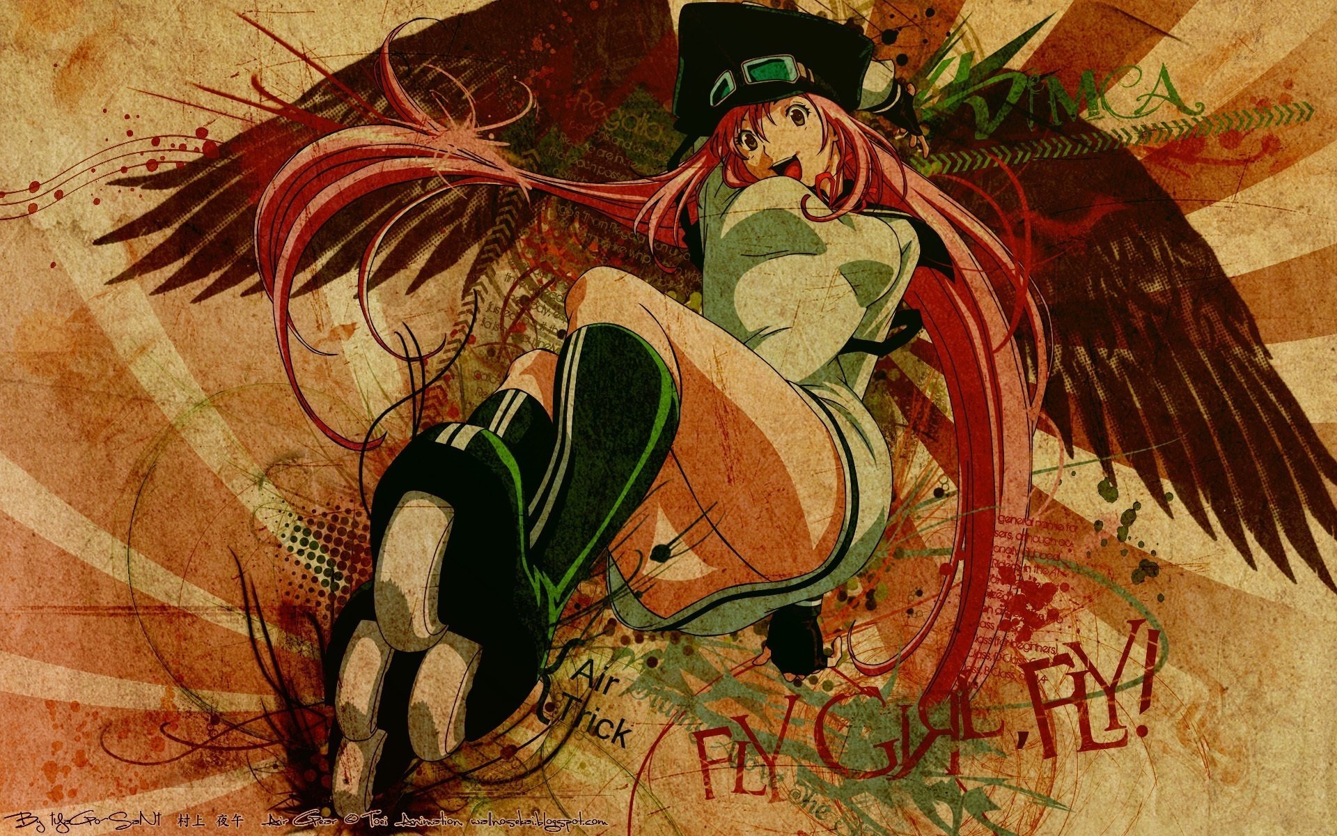 air gear fille dessin ailes rire filles-a visage-a yeux-a dessins