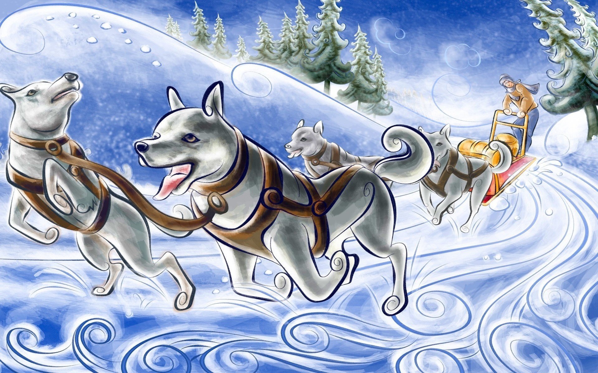 dog sled picture snow sled drawings dog