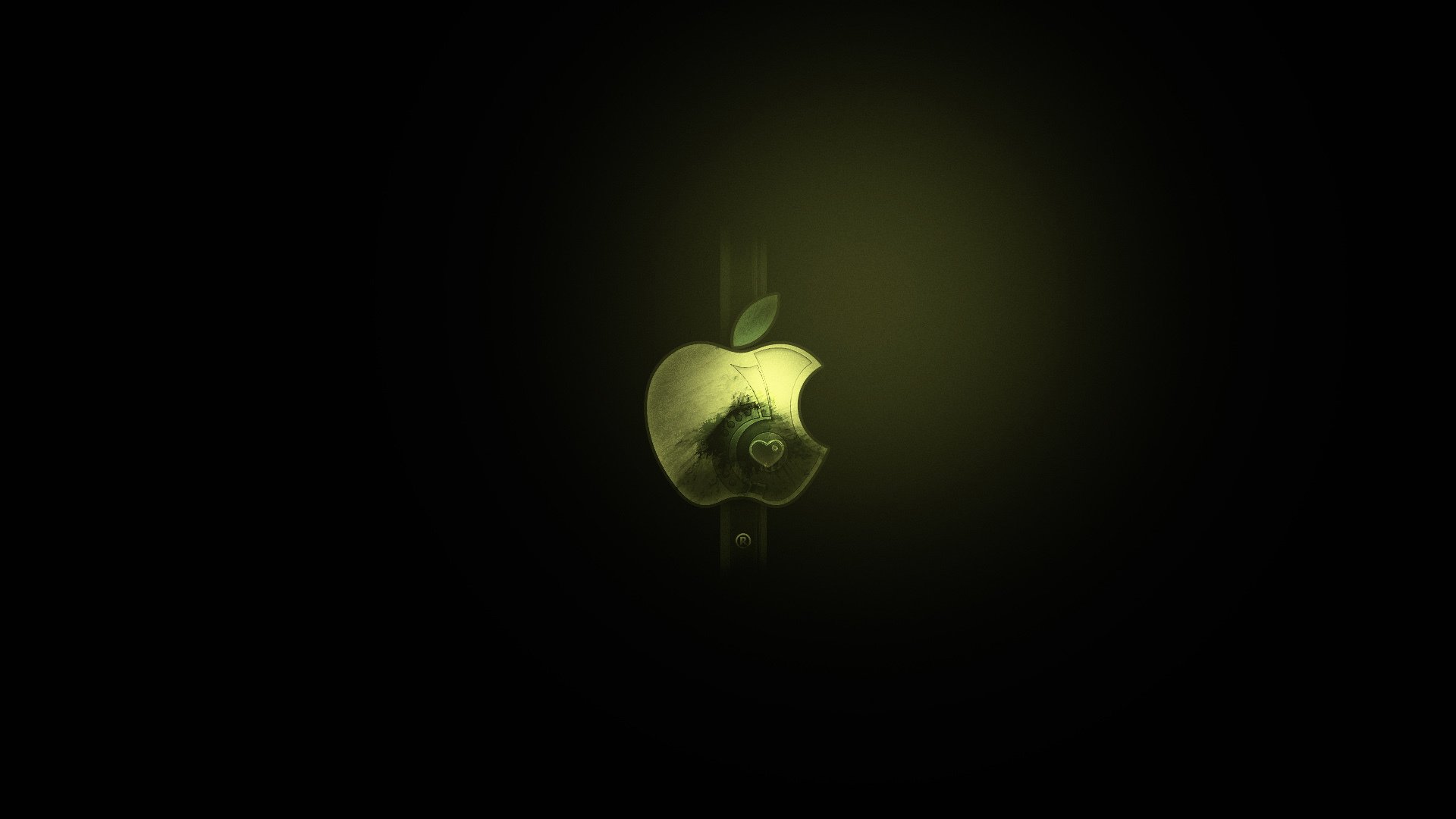 mac pomme logo minimalisme noir fond vert