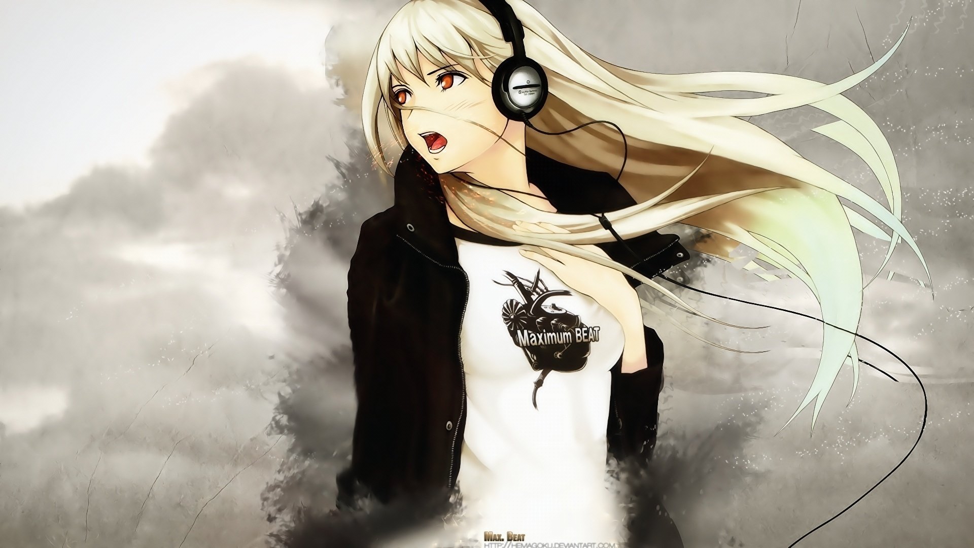 creek fog the wind girl in headphones blonde drawings girls face eyes music