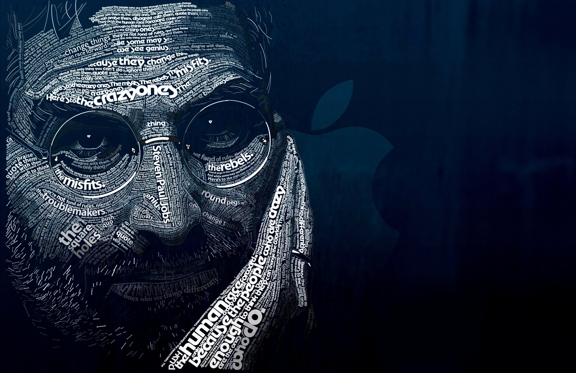 hi-tech apple ipod ipad iphone man steve jobs words black background men dark blue letters phrase statements quote