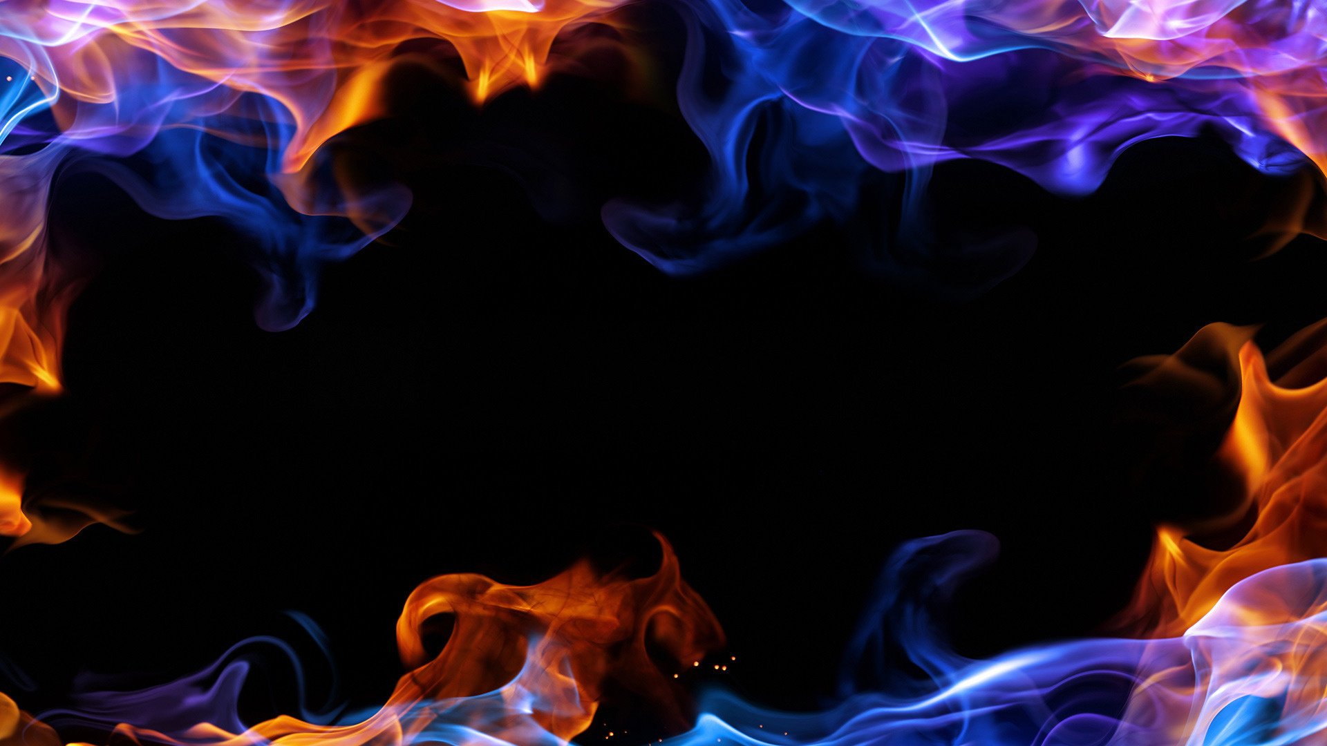 black background flames blue red