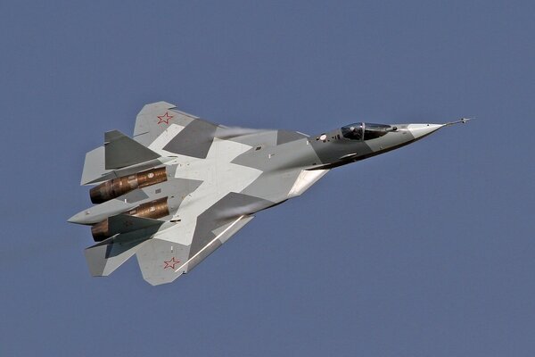 Russian multifunctional fighter in the air