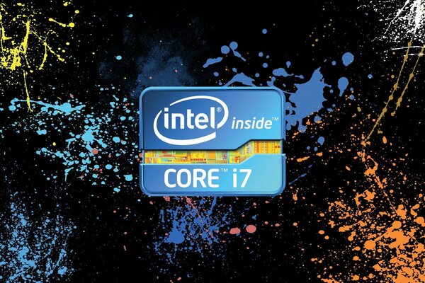 Intel core i7 processor logo on a black background