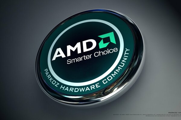 Logotipo de AMD en un ángulo elegante