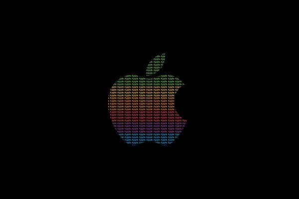 El juego de los colores del emblema del iPhone sobre un fondo negro