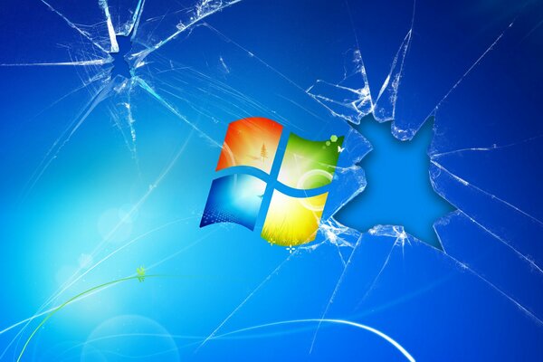 Windows screensaver window. broken glass effect