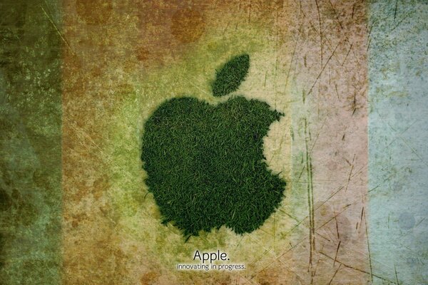 Image de logo de pomme d herbe verte