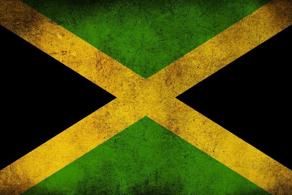 Bandiera con due triangoli neri e due verdi con croce gialla