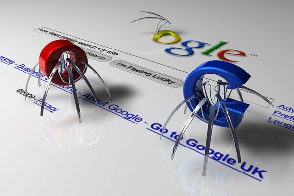 Lettere dal logo di Google sotto forma di ragni