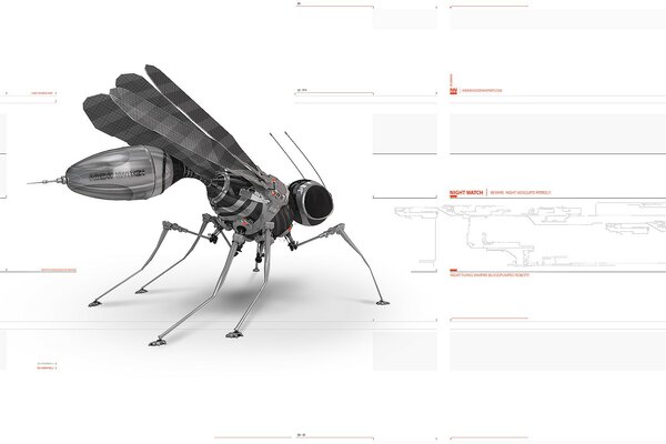 Robot. zanzara. insetto meccanico. disegno del robot