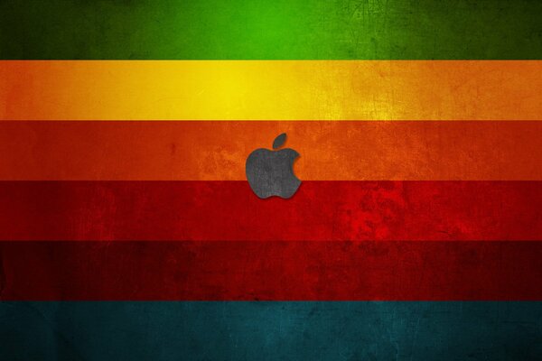 Logotipo de Apple en un arco iris en forma de bandera