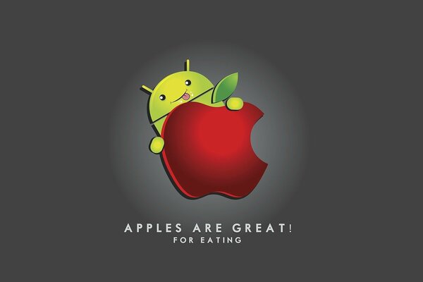 Logo pomme avec légende humoristique: la pomme est bonne quand on la mange