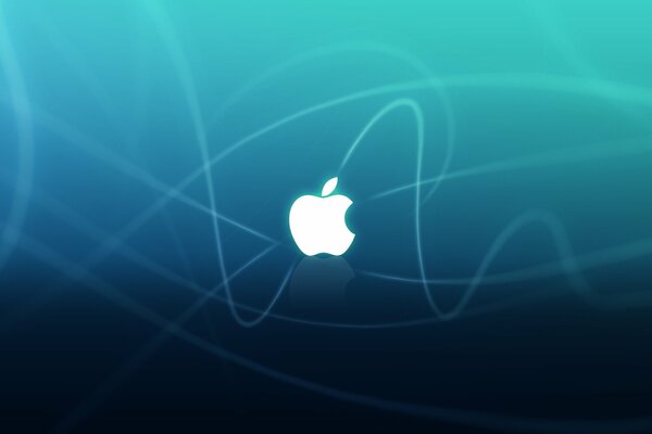 Знак apple белое яблоко на фоне волнистых линий