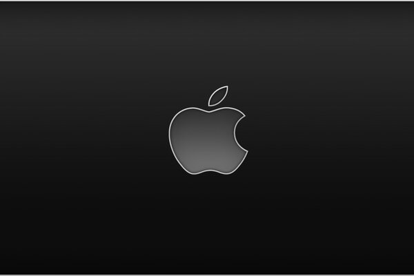 Das Apple-Logo ist grau auf schwarzem Hintergrund