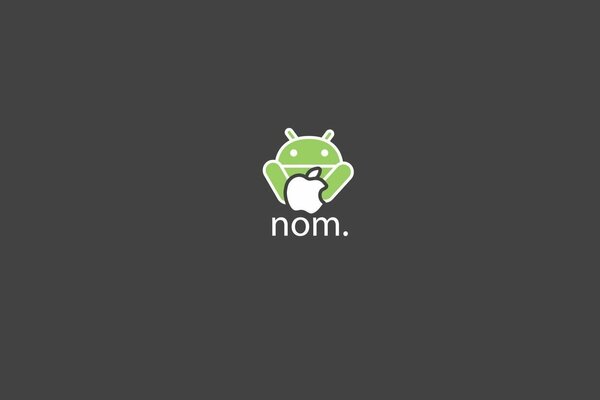 Logotipos de Android y IPhone sobre fondo gris