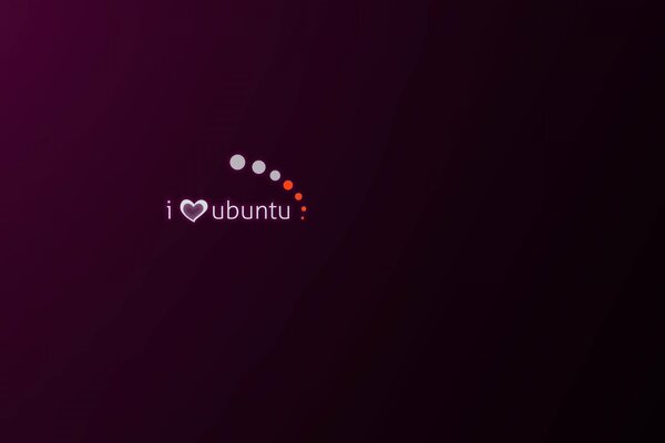 The inscription I love ubuntu on a dark background