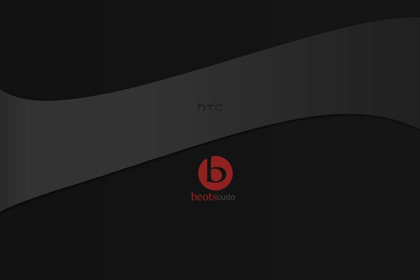 Logotipo minimalista de htc cudo sobre fondo negro y gris