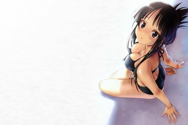 Anime-Kunst-Mädchen im Badeanzug