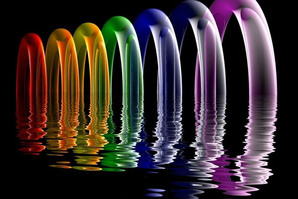 Arcobaleno di oggetti colorati di diverse dimensioni