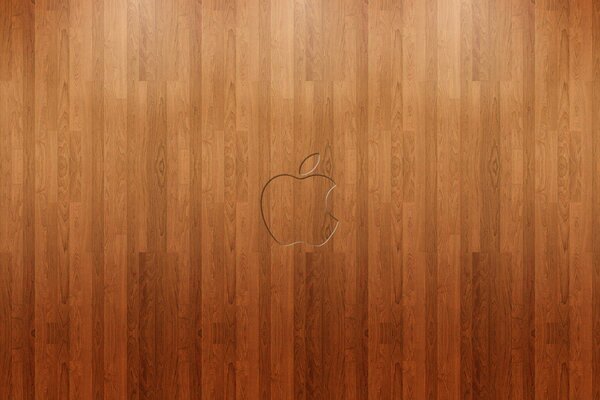 Logotipo del IPhone cortado en parquet