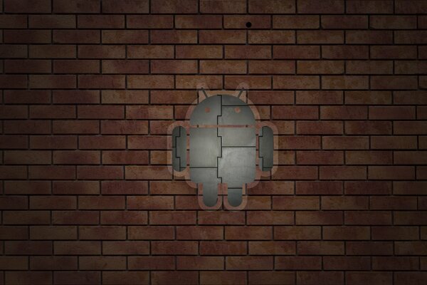 Android icon on a brick wall