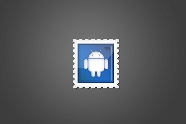 Stamp in the form of an Andriod icon on a blue background