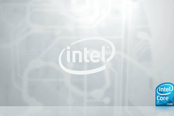 Intel-Logo auf grauem Hintergrund