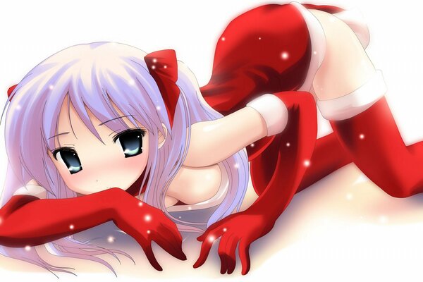 Anime girl en costume de Noël