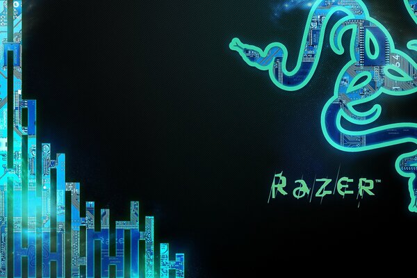 Razer-Schriftzug auf schwarzem Hintergrund mit Schlange