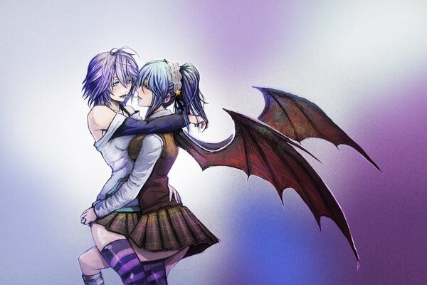 A girl with wings and a demon girlfriend