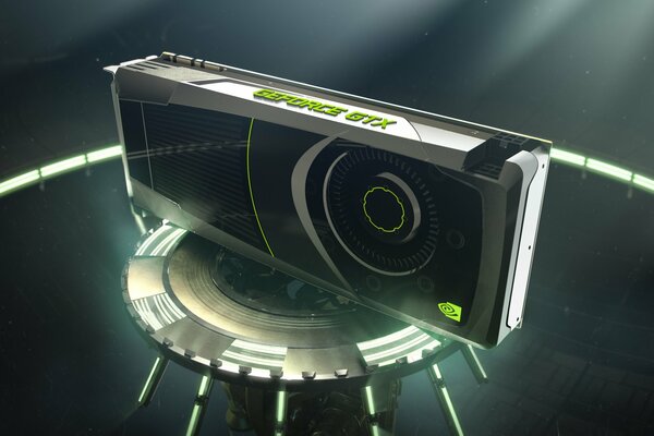 nvidia graphics card on a gray background