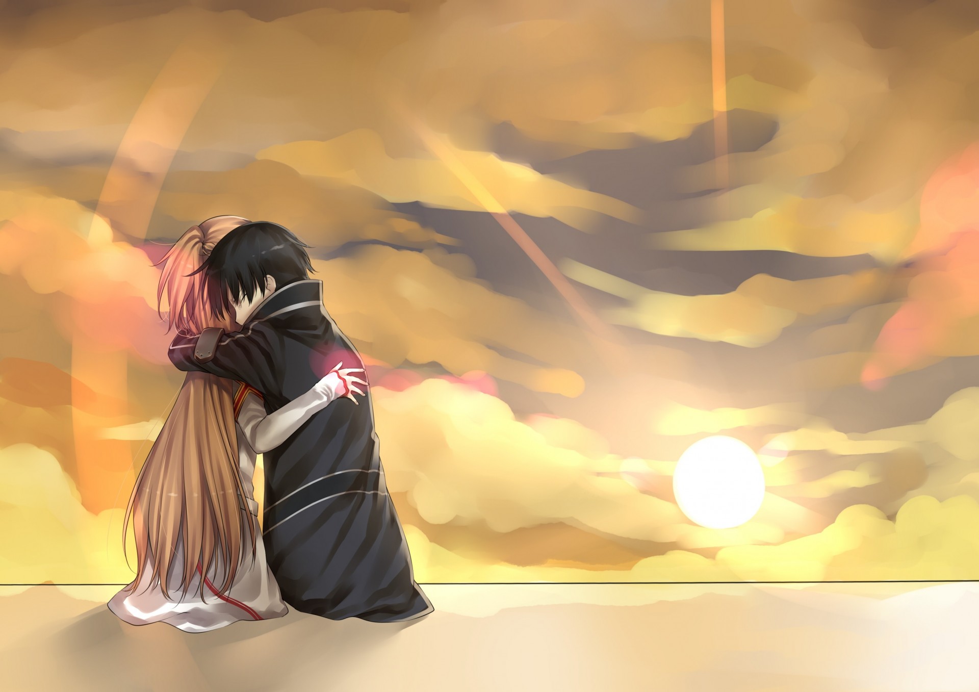 tagme kirigaya kazuto yuuki asuna sunset