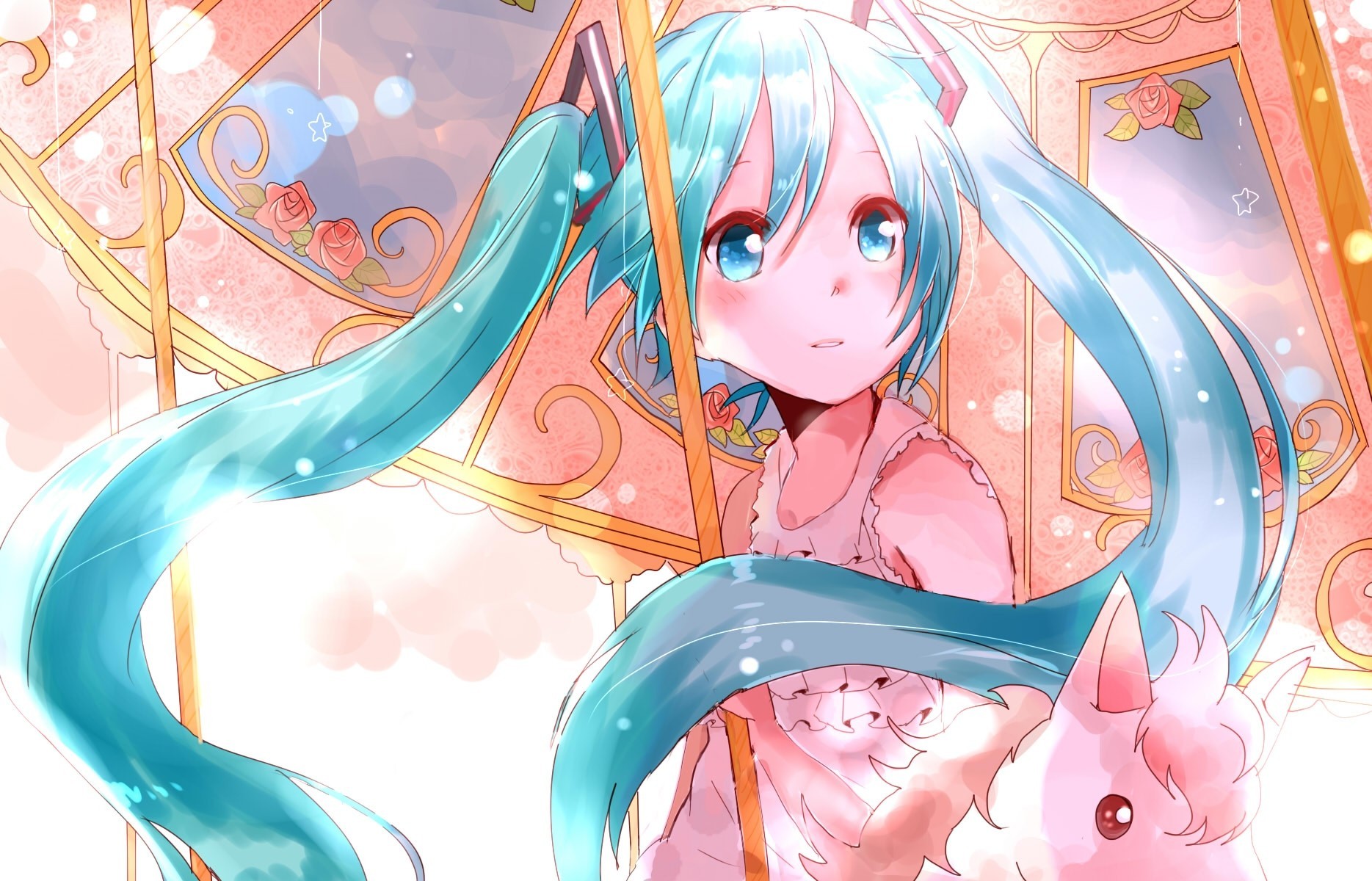 blue eyes twintails hatsune miku blue hair