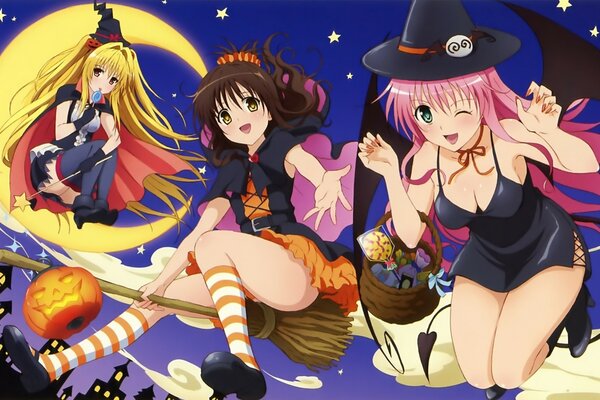 Girls on the background of the starry sky