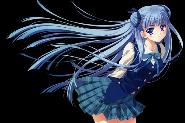 Ragazza anime con i capelli blu