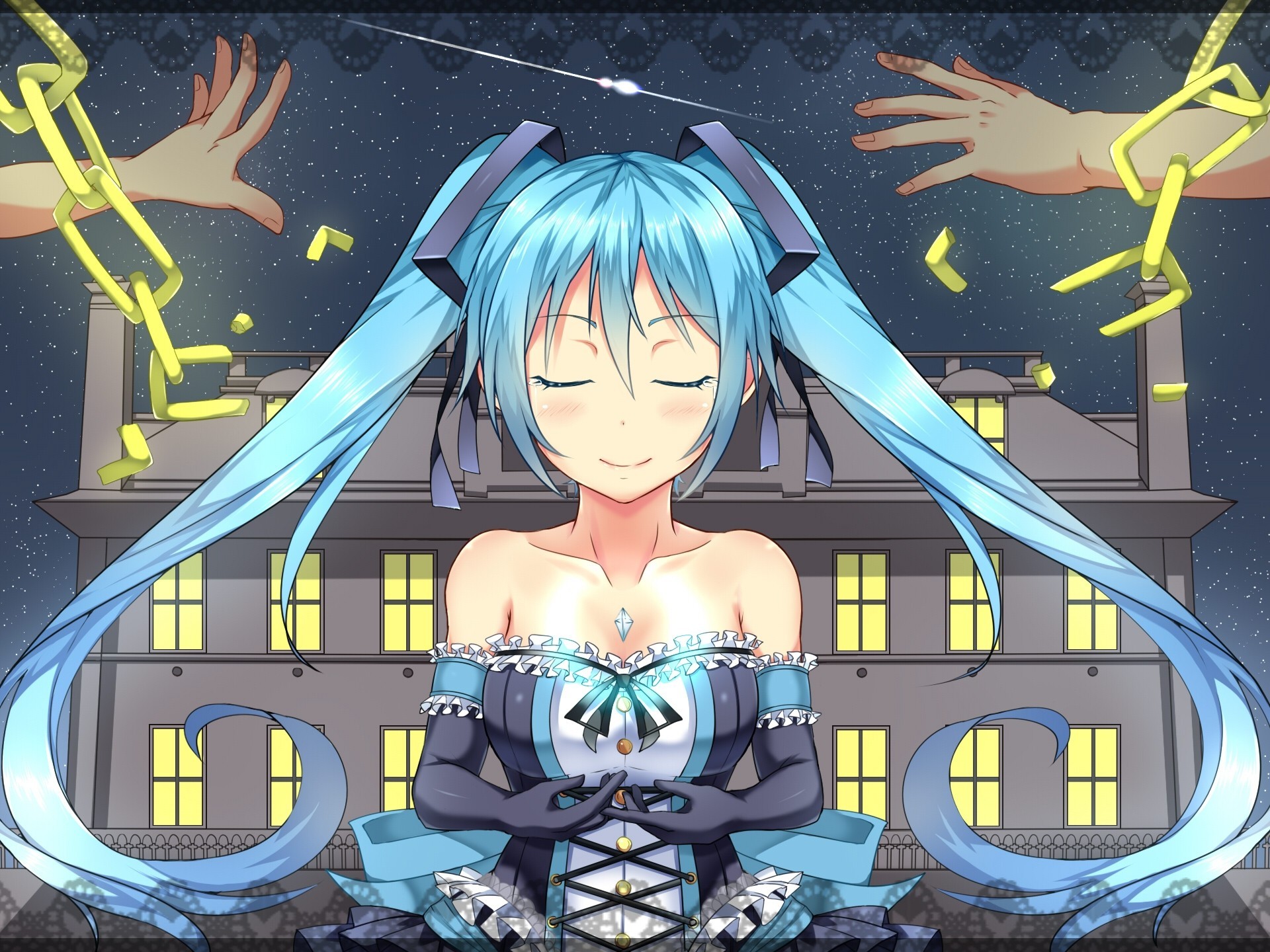 pelo largo rubor twintails vestir hatsune miku pelo azul