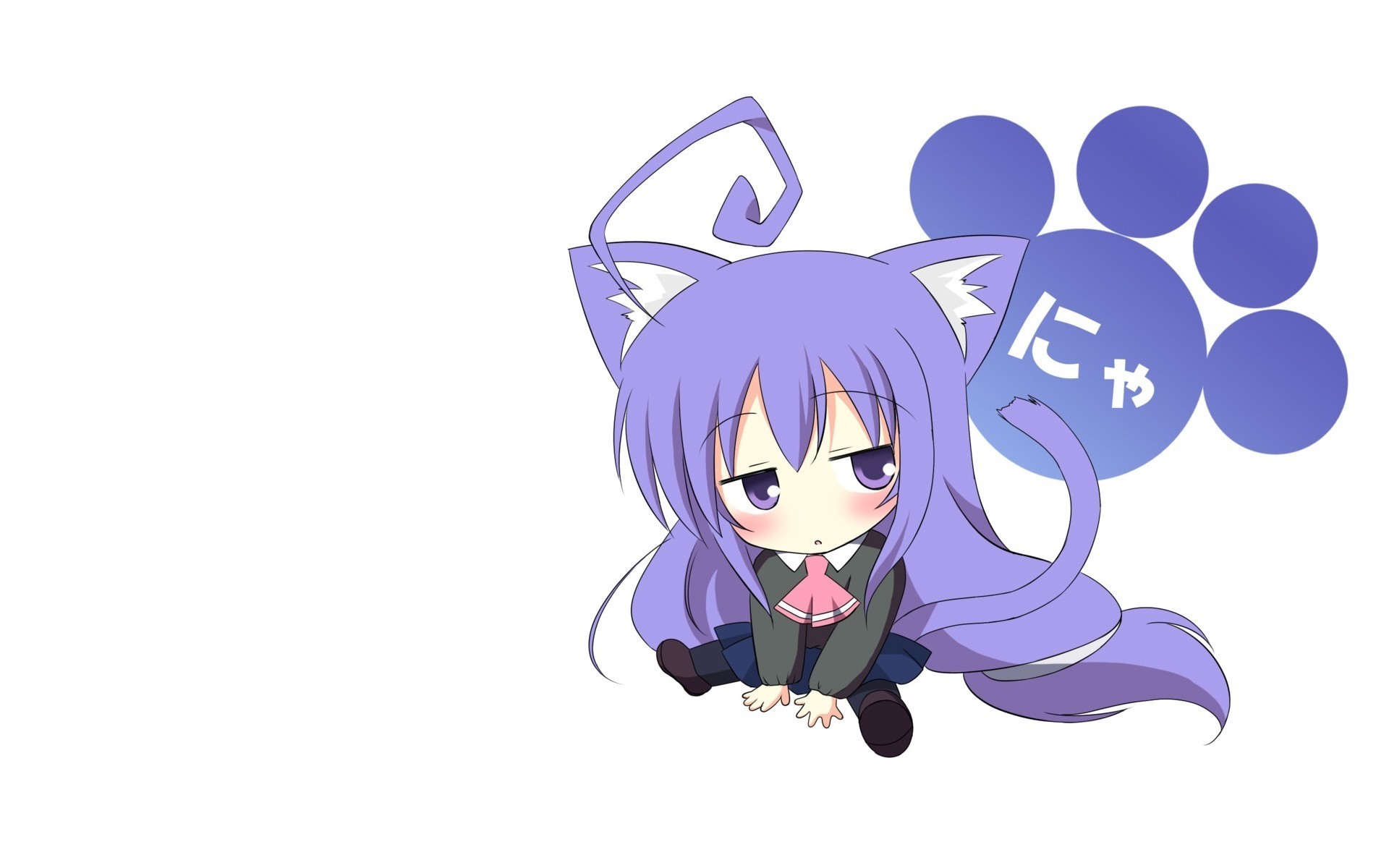 purple eyes catgirl purple hair