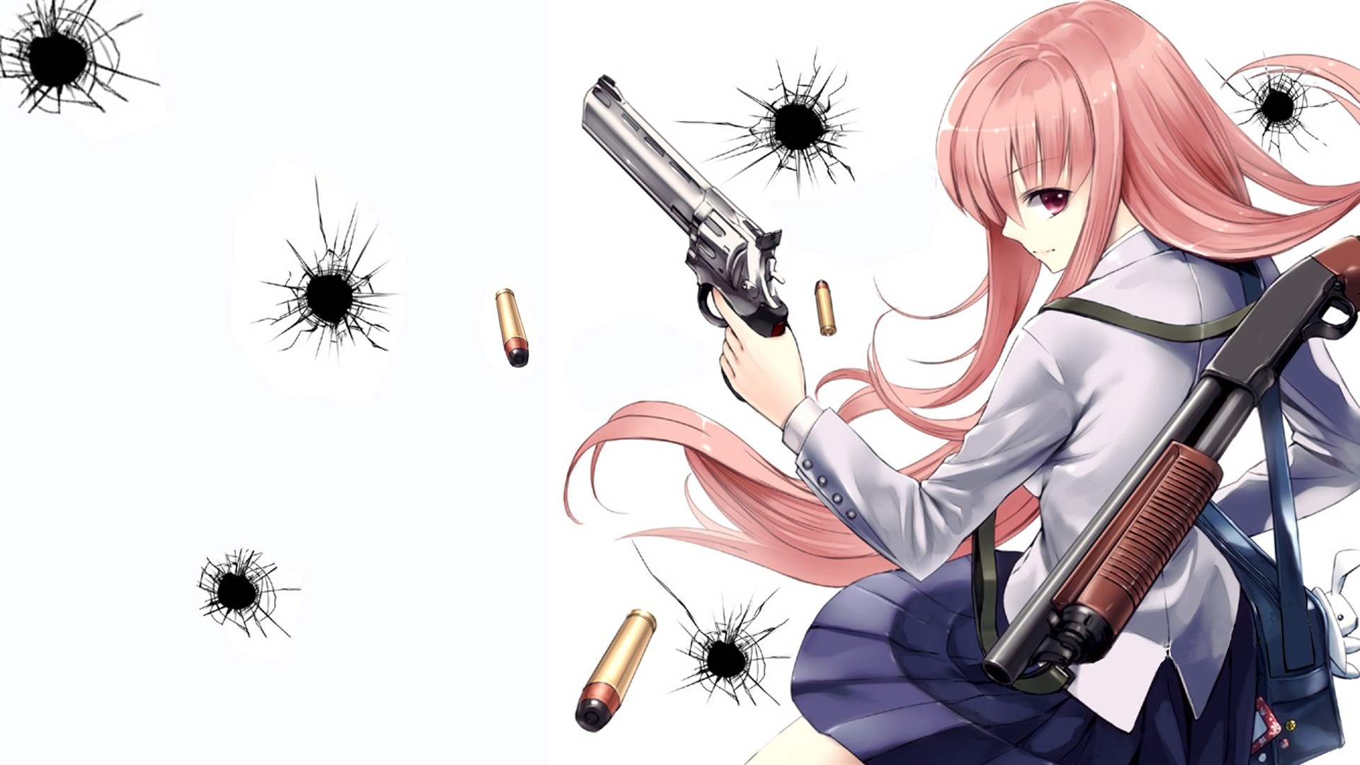 flying fortress pink hair seifuku weapon tagme long hair pink eye