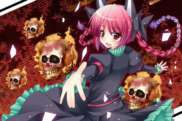 Chica con calaveras de anime