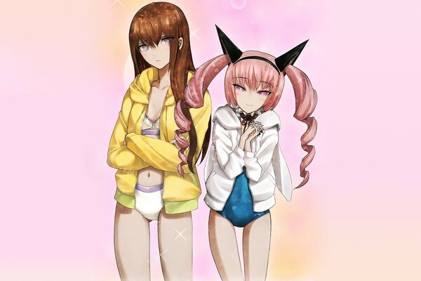 Two girls makise kurisu