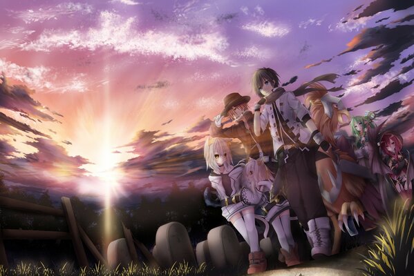 Fotograma de la puesta de sol del anime